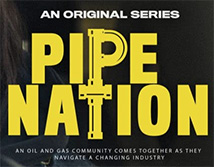 Poster with yellow font of the Pipe Nation Logo