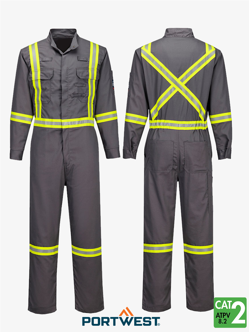 Bizflame® 88/12 Iona Xtra 7 oz FR Grey Coverall – FR511GR
