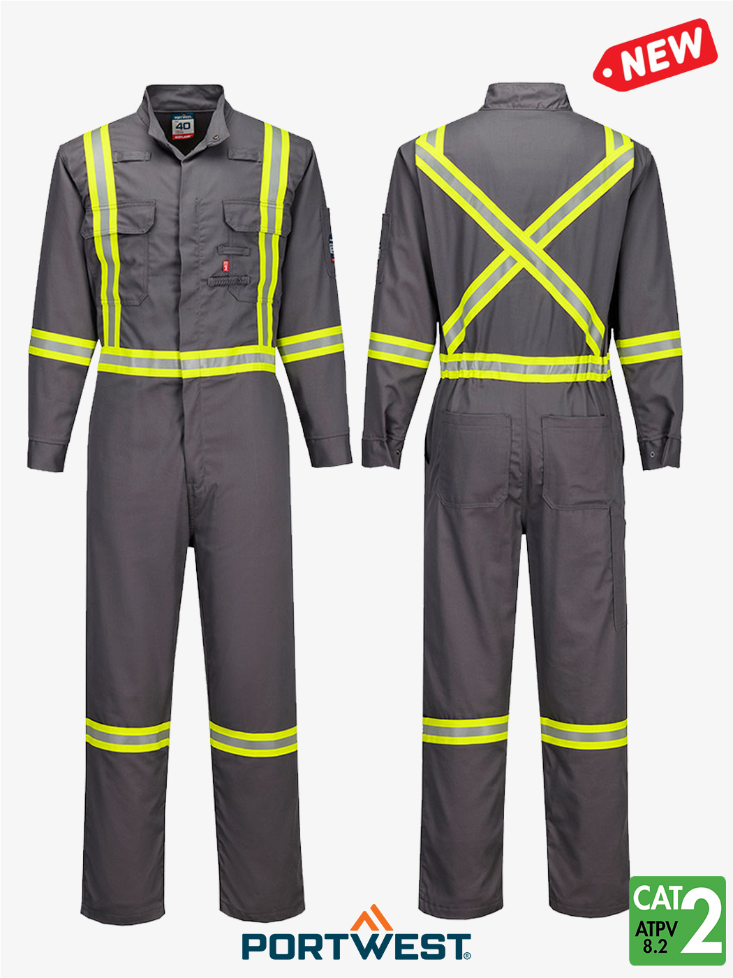 Bizflame® 88/12 Xtra FR 7oz Grey Coverall – FR525GR