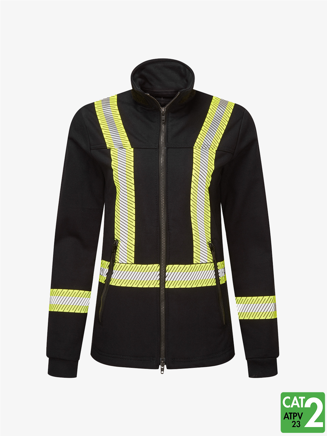 Women’s Segmented Striped Navy Fleece Full Zip Jacket – Style 375