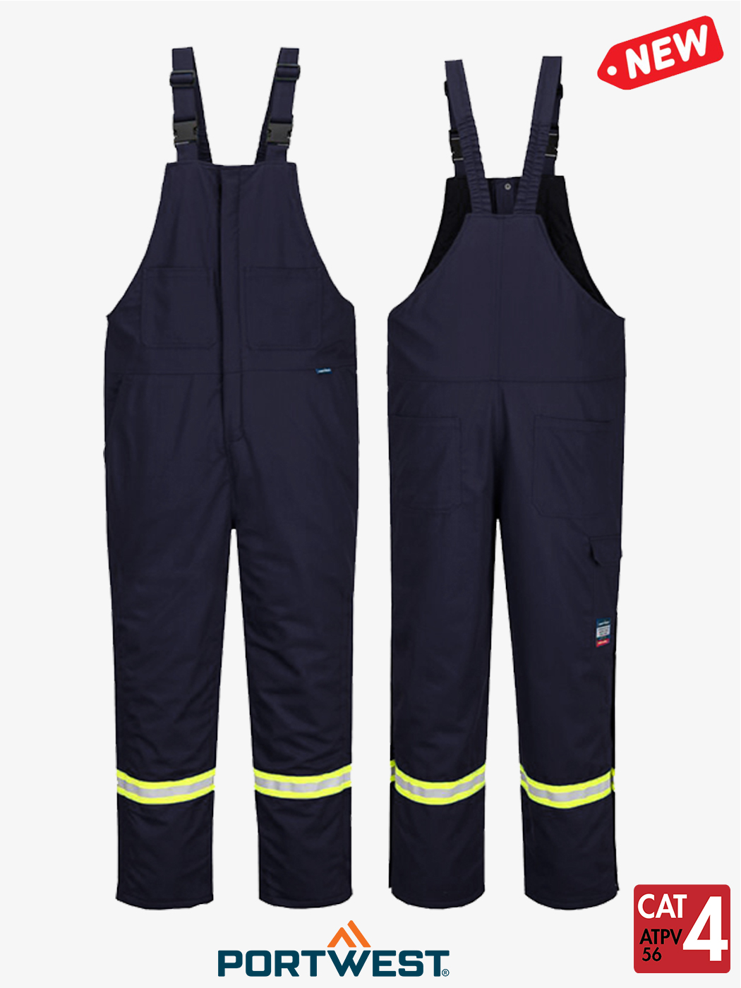 Bizflame® 88/12 Navy Insulated FR Winter Bib Pants – Style FR429NV