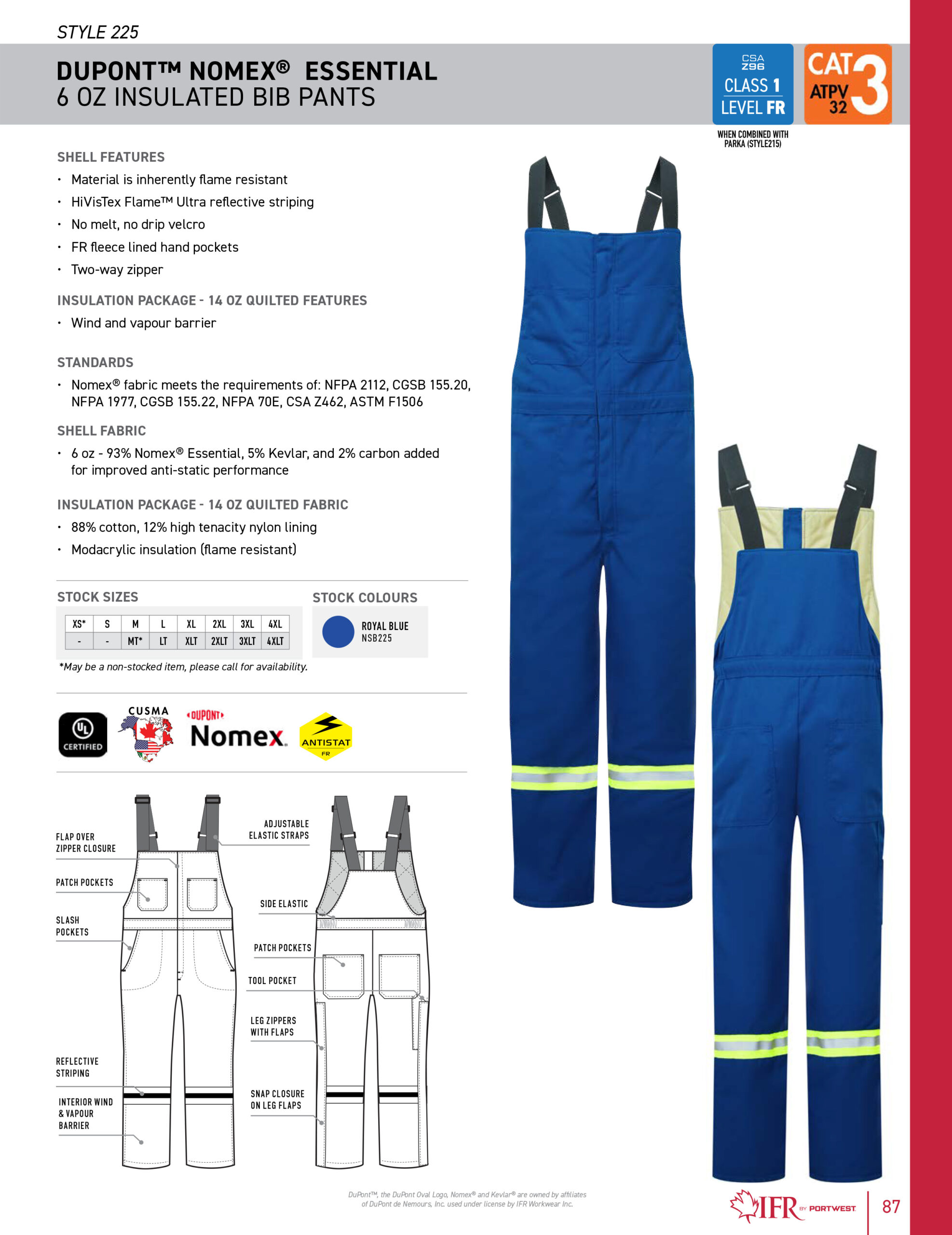 Nomex®Essential 6 oz FR Insulated Bib Pants | Insulated FR