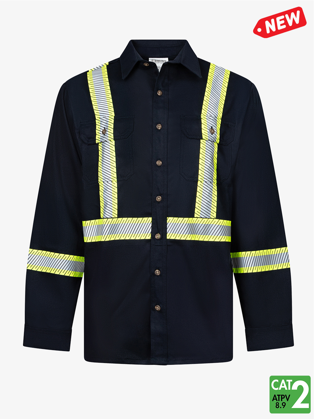 Avenger 7 oz Deluxe Segmented Striped Navy Work Shirt – Style 652