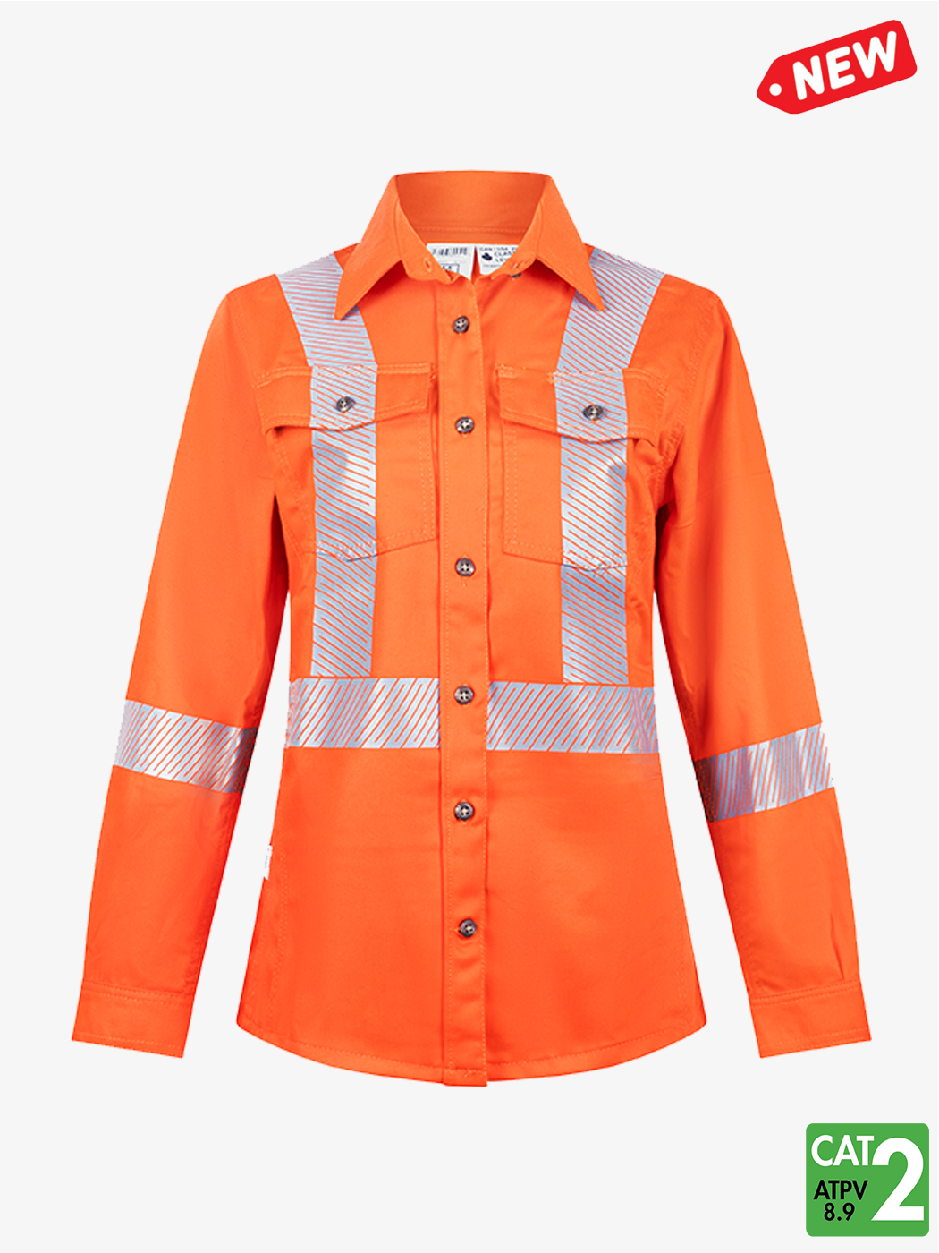 Women’s Avenger 7 oz Deluxe Segmented Striped Hi-Vis Work Shirt – Style 471