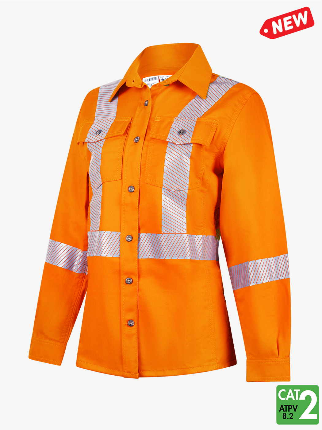 Women’s Avenger 7 oz Deluxe Segmented Striped Hi-Vis Work Shirt – Style 471