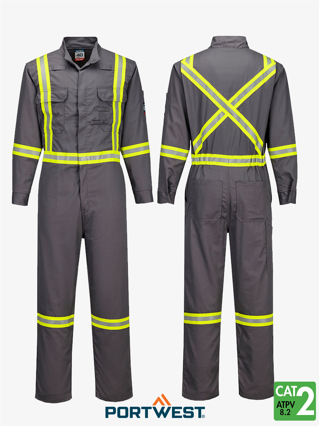 Bizflame® 88/12 Xtra FR 7oz Grey Coverall – FR525GR