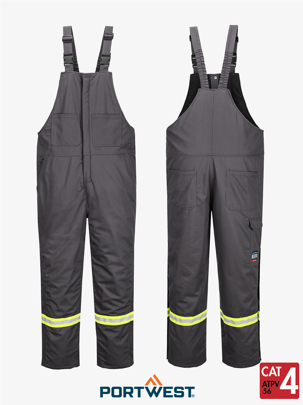 Bizflame® 88/12 Grey Insulated FR Winter Bib Pants – Style FR429GR