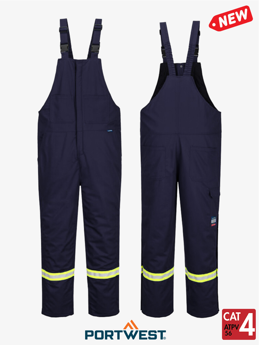 Bizflame® 88/12 Navy Insulated FR Winter Bib Pants – Style FR429NV
